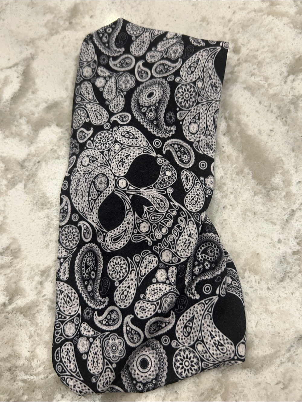 Harley Davidson Black & White Paisley Skull Print Riding Headband